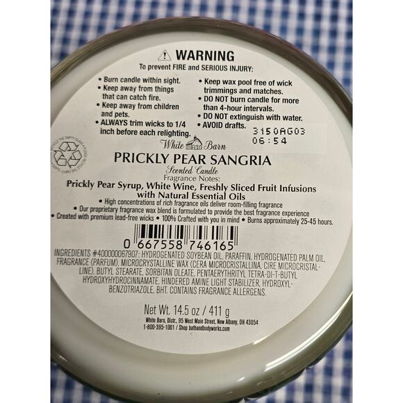 BBW White Barn Prickly Pear Sangria Large 3 Wick Candle Home Fragrance Decor - Picture 2 of 2